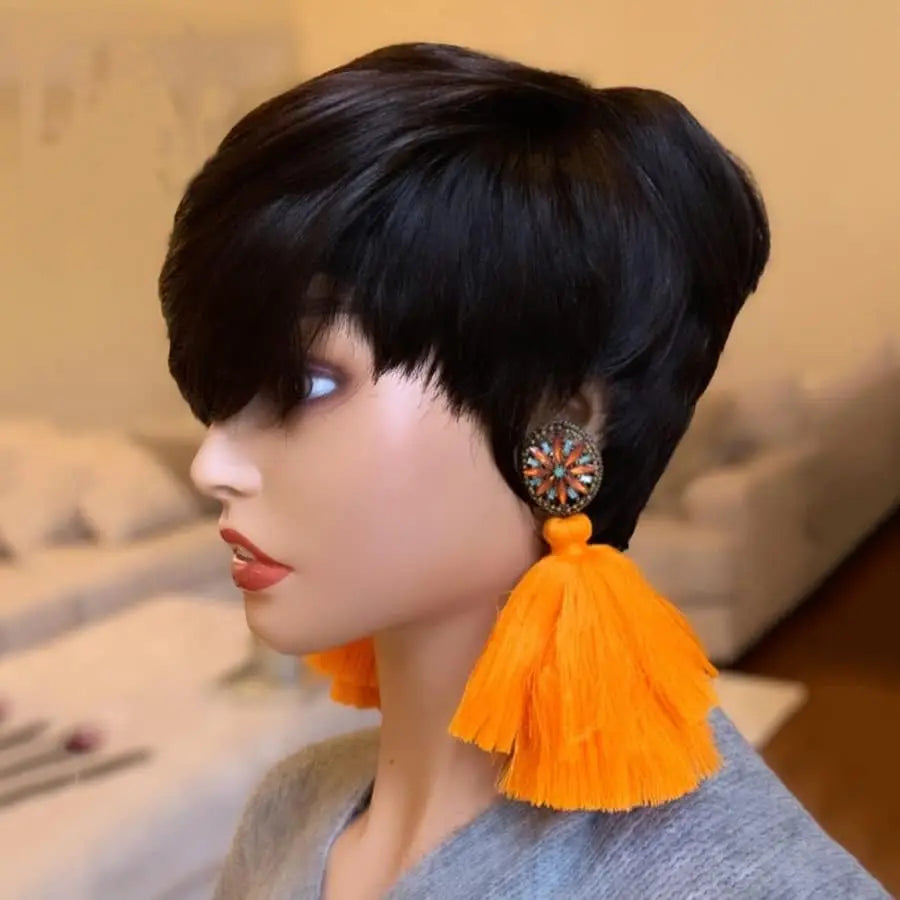 Short Black Pixie Cuts Wig For Ladies 6 inches✨️