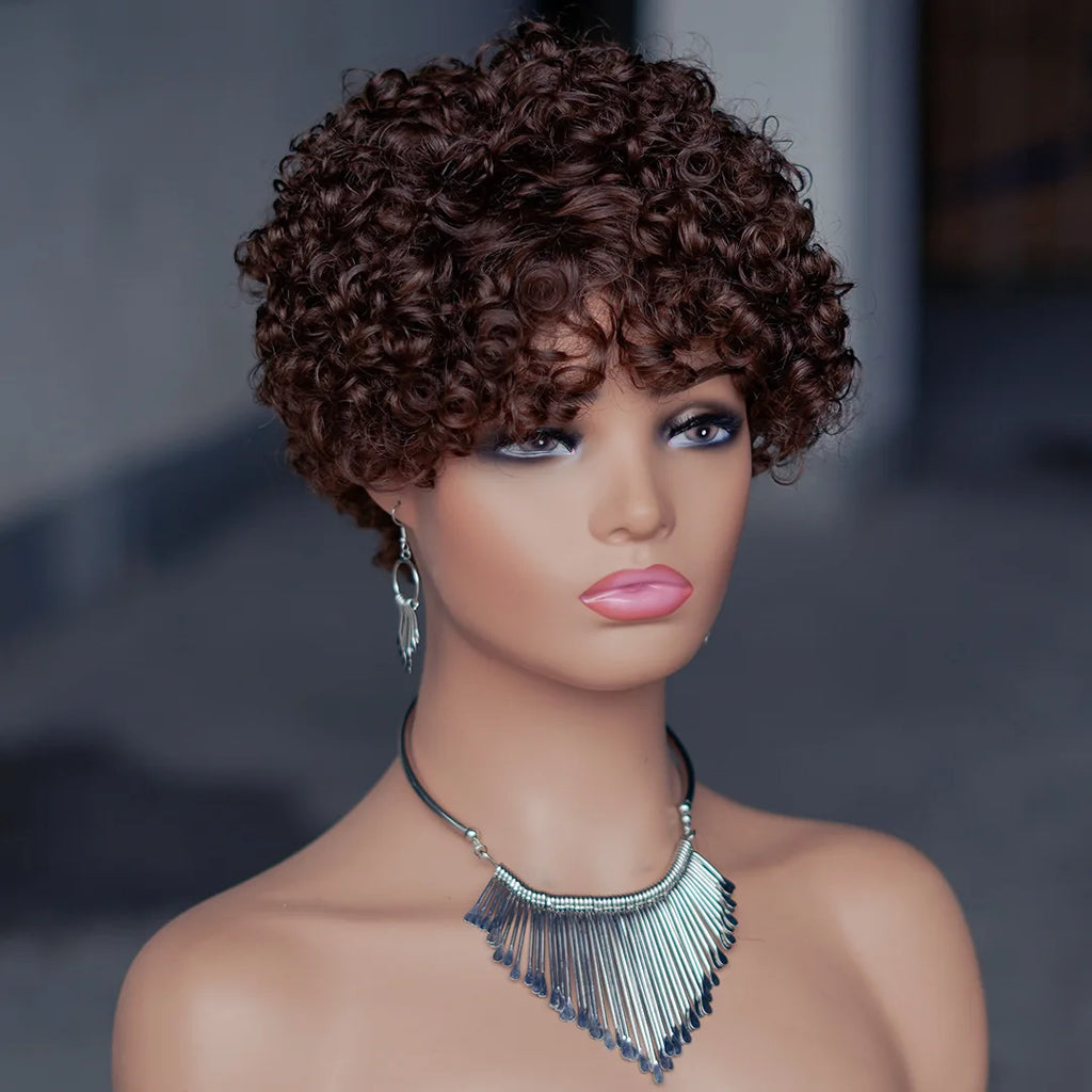 Short Afro Kinky Curly Machine Made Elastic Inner Net Human Hair✨️