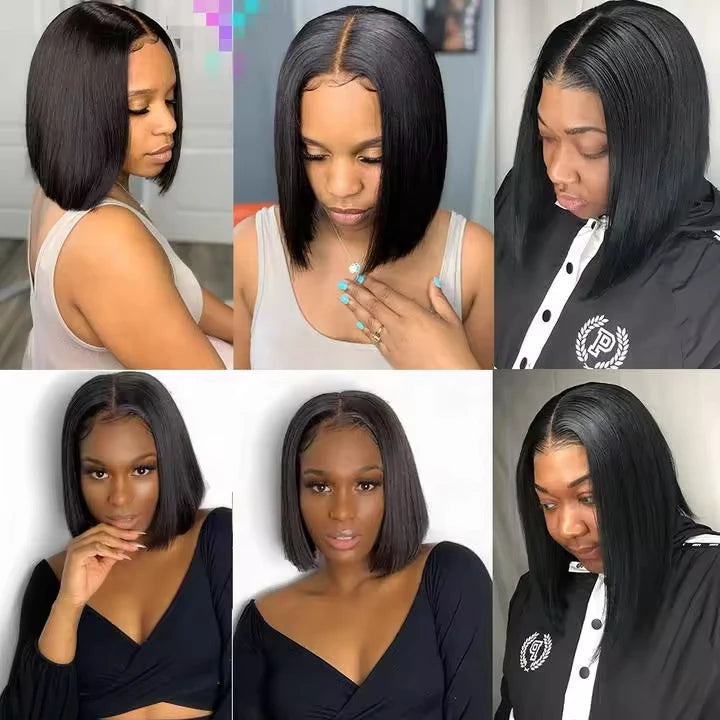 Tuneful® Short Straight Brazilian Bob Wig 13x6 Lace Closure Wig Pre Plucked 8-16in✨ $72.78-102.78