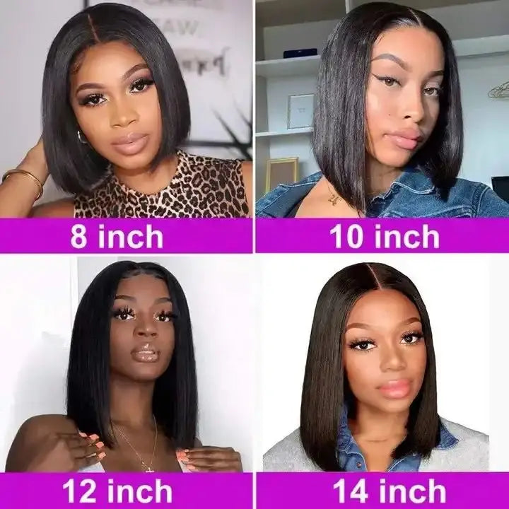 Tuneful® Short Straight Brazilian Bob Wig 13x6 Lace Closure Wig Pre Plucked 8-16in✨ $72.78-102.78
