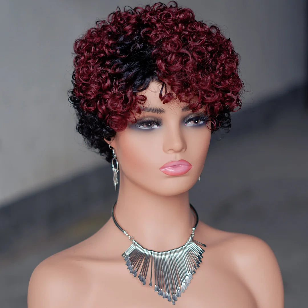 Short Afro Kinky Curly Machine Made Elastic Inner Net Human Hair✨️