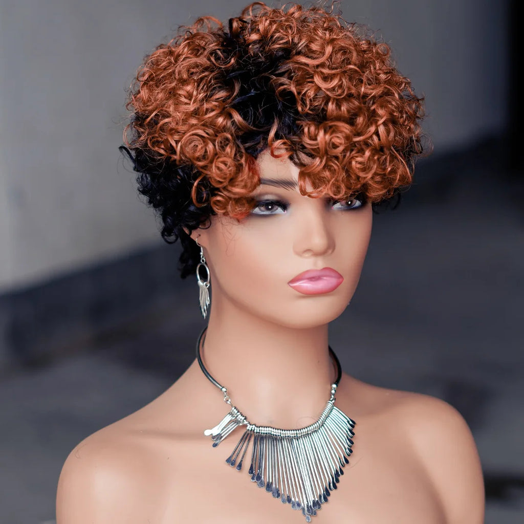 Short Afro Kinky Curly Machine Made Elastic Inner Net Human Hair✨️