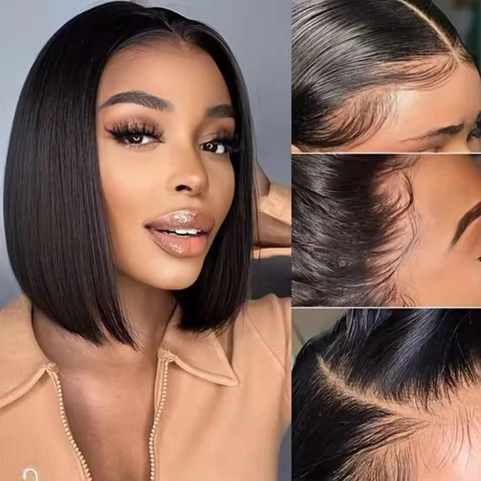 Tuneful® Short Straight Brazilian Bob Wig 13x6 Lace Closure Wig Pre Plucked 8-16in✨ $72.78-102.78