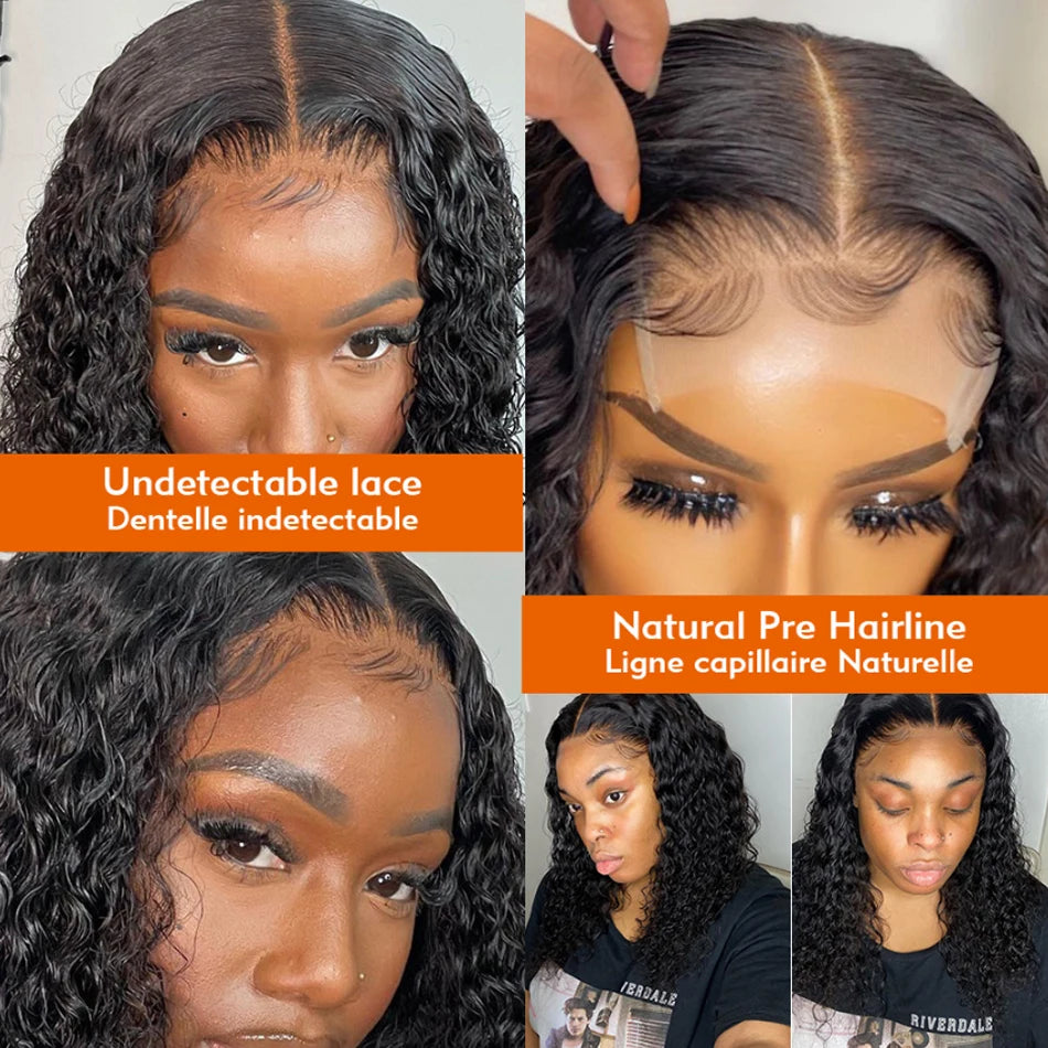 ALIWIG™ Brazilian Curly Bob Water Wave Human Hair Swiss Lace Front✨️
