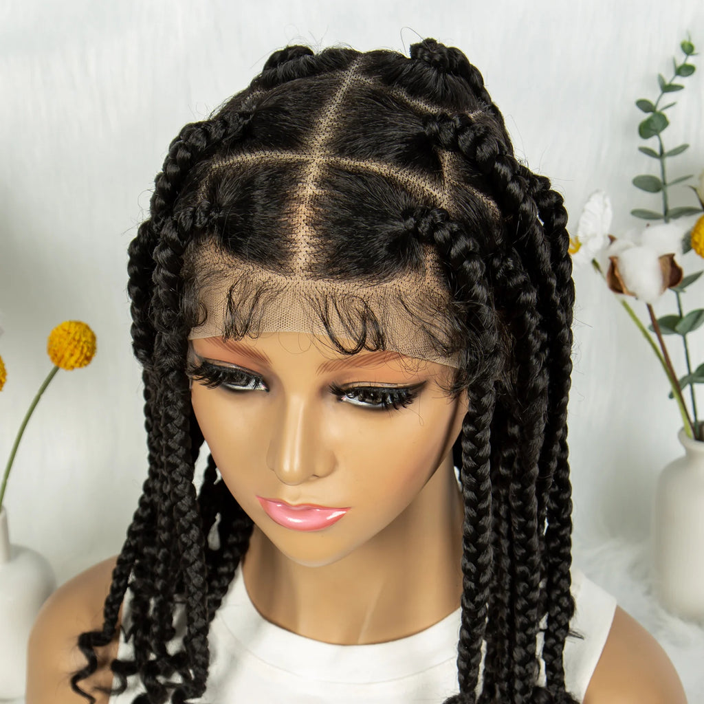 KIMA© Short Synthetic Braiding Wigs Square Box Braided HD Full Lace Wigs 14 Inches✨️