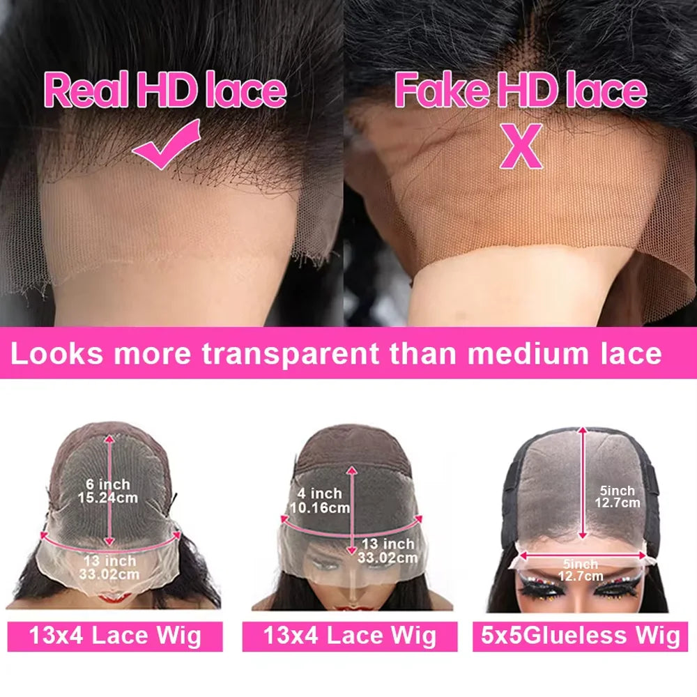BUNGIOL® Brazilian Human Body Wave Transparent Lace Front Wig Pre Plucked 14-42 inches✨️