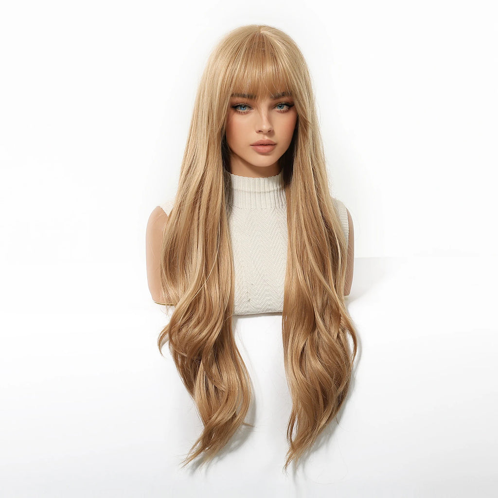 TINY LANA™ Long Golden Blonde Wave Synthetic Wig with Bangs ✨️