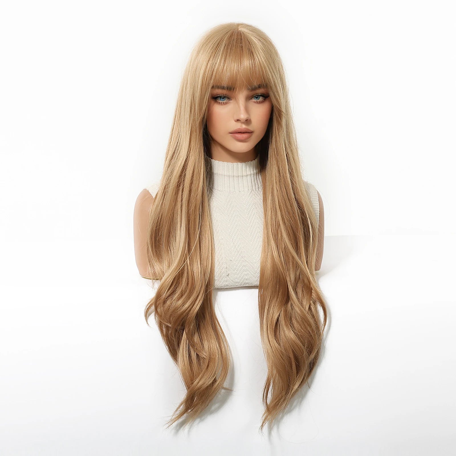 TINY LANA™ Long Golden Blonde Wave Synthetic Wig with Bangs ✨️