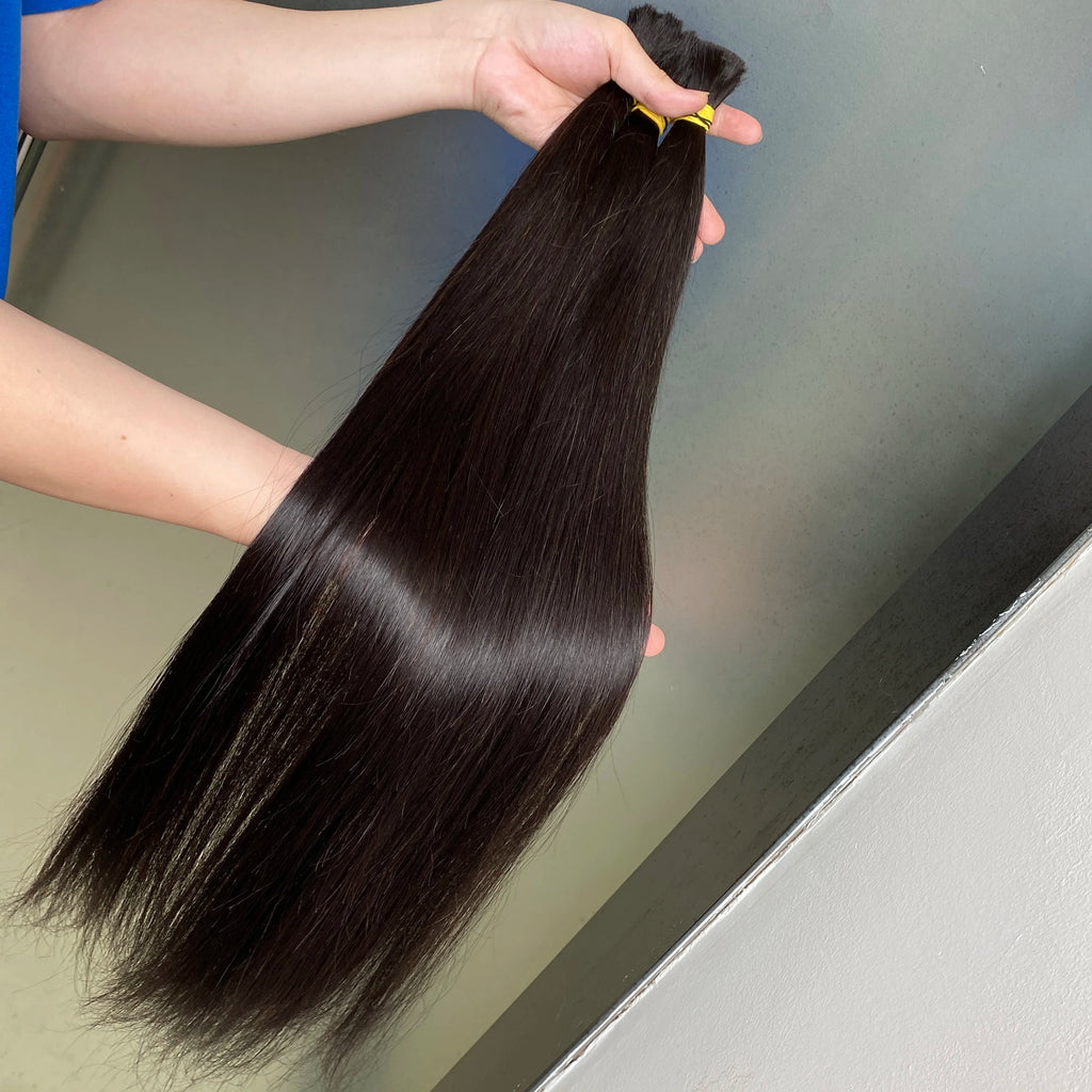 Glamorous™Natural black color Straight Remy Human Hair Extensions for Boho Braiding✨️ 16-26in