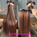 Yeslestm™#4 Chocolate Brown Straight 100% Brazilian Human Hair Bundles 1/3/4 Pcs✨️