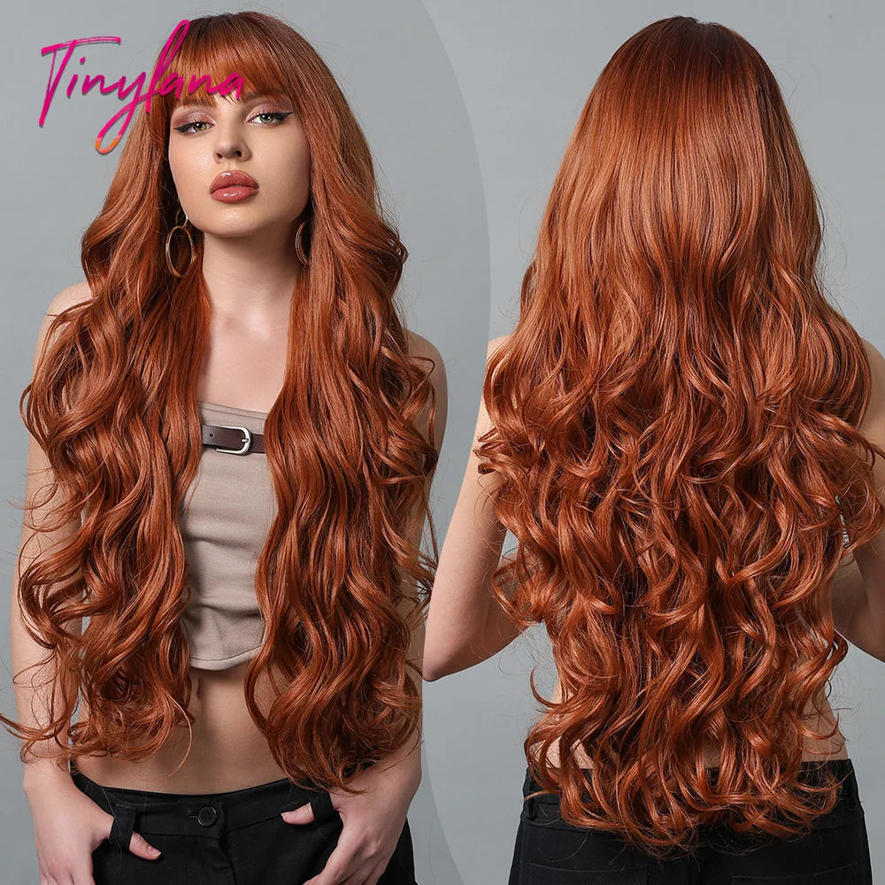 TINY LANA™ Long Golden Blonde Wave Synthetic Wig with Bangs ✨️