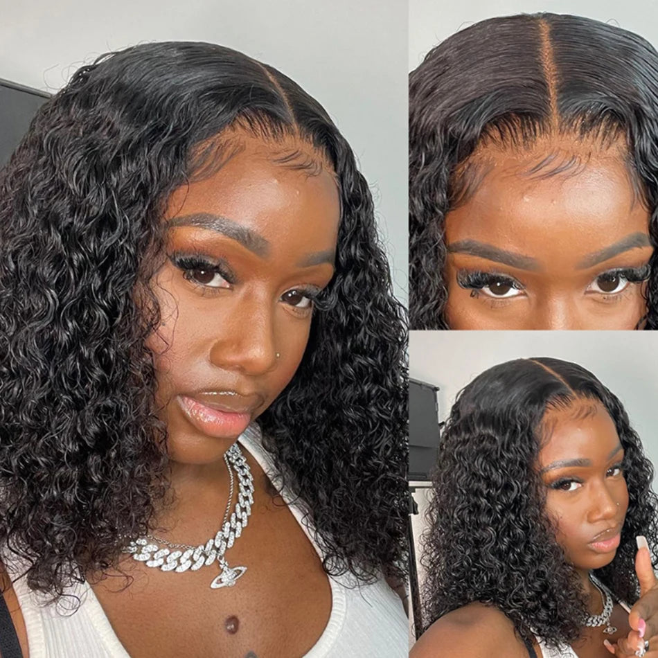 ALIWIG™ Brazilian Curly Bob Water Wave Human Hair Swiss Lace Front✨️