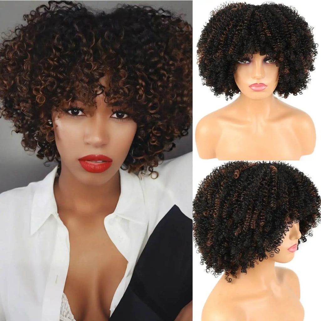 Alana beauty™ Synthetic Afro Loose Curly Wig with Bangs✨️