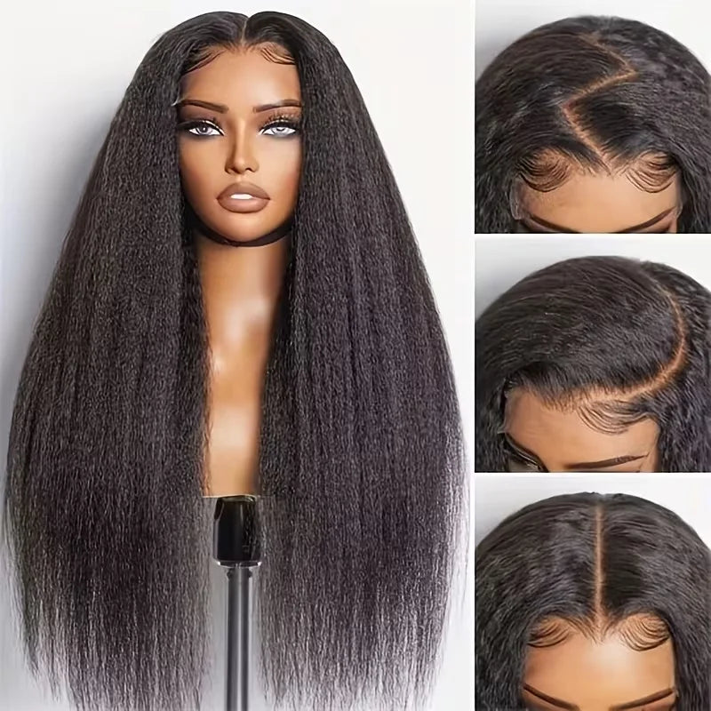 Realace®Kinky Straight Human Hair 360 Hd Full Lace Wig Invisible Strap 18-40inch ✨️ $80-$246