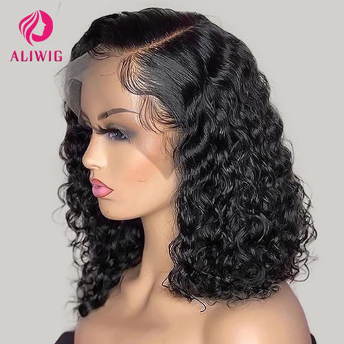 ALIWIG™ Brazilian Curly Bob Water Wave Human Hair Swiss Lace Front✨️