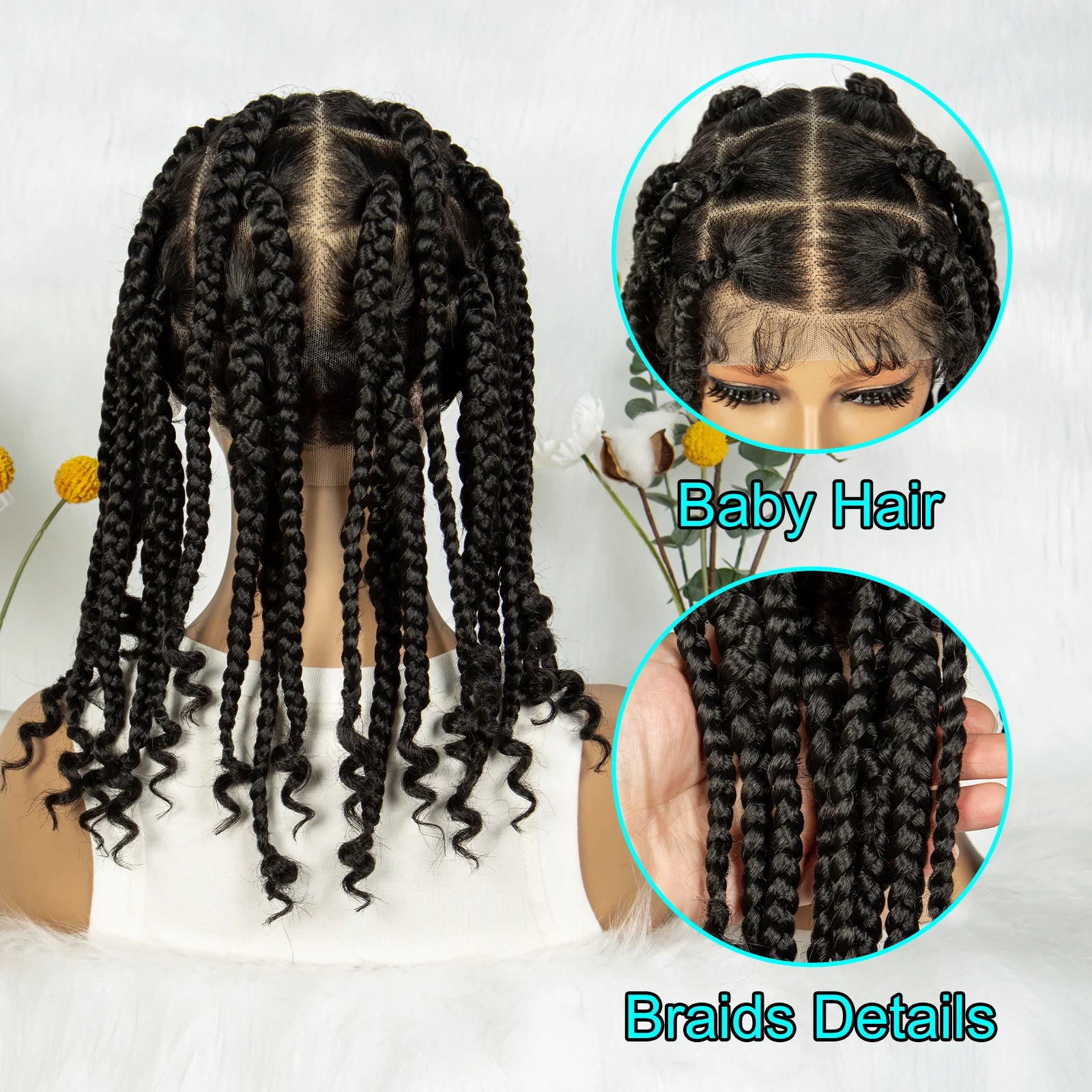 KIMA© Short Synthetic Braiding Wigs Square Box Braided HD Full Lace Wigs 14 Inches✨️
