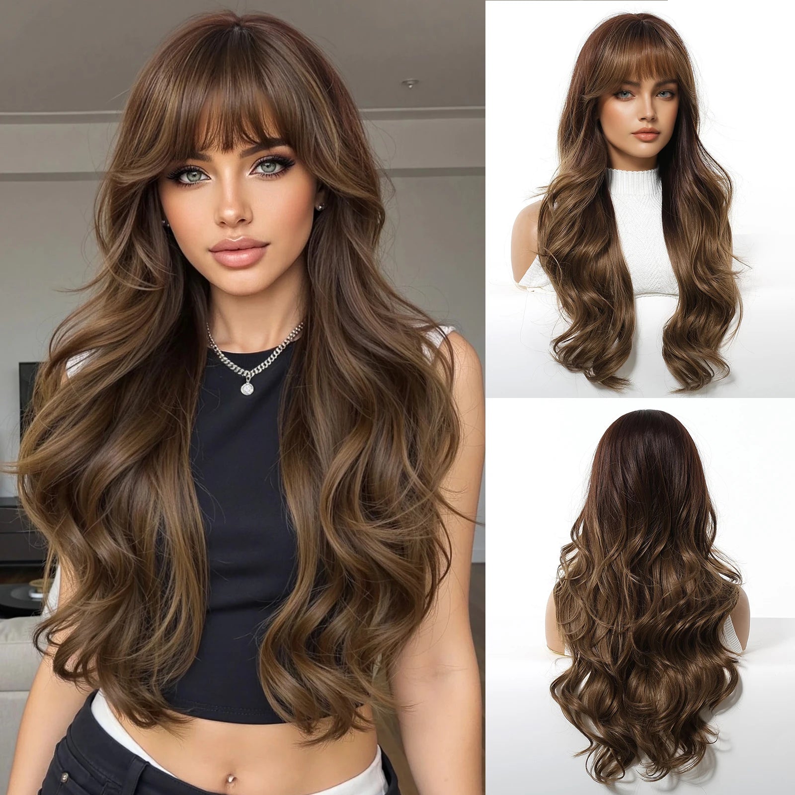 TINY LANA™ Long Golden Blonde Wave Synthetic Wig with Bangs ✨️