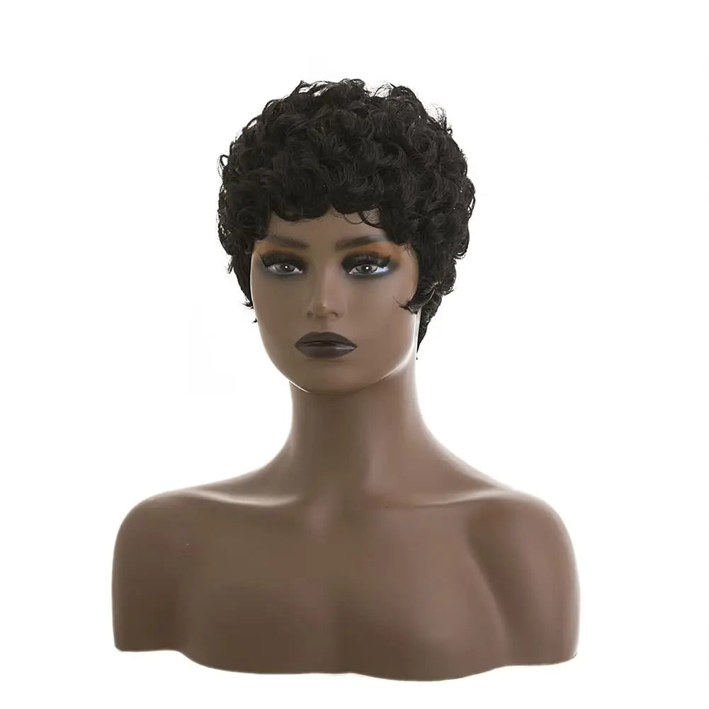Black Short Pixie Cut Synthetic Hair Afro Pixie Wig✨️ 218-1b