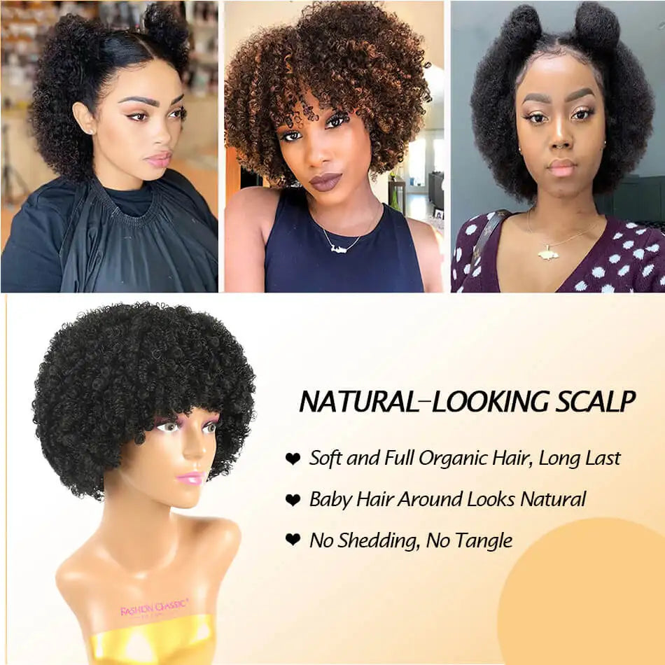 Alana beauty™ Synthetic Afro Loose Curly Wig with Bangs✨️