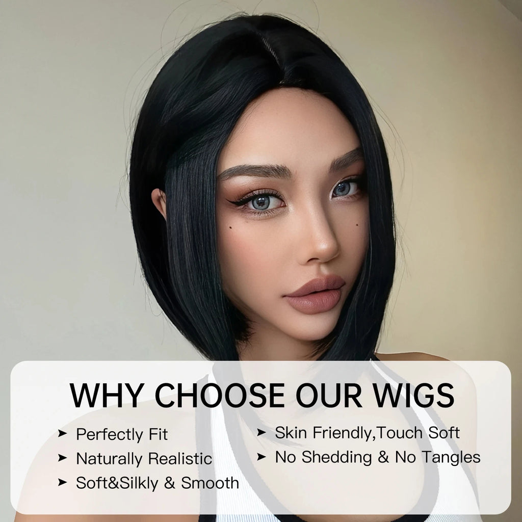 Black synthetic Layered bob style Wig 12inches✨️