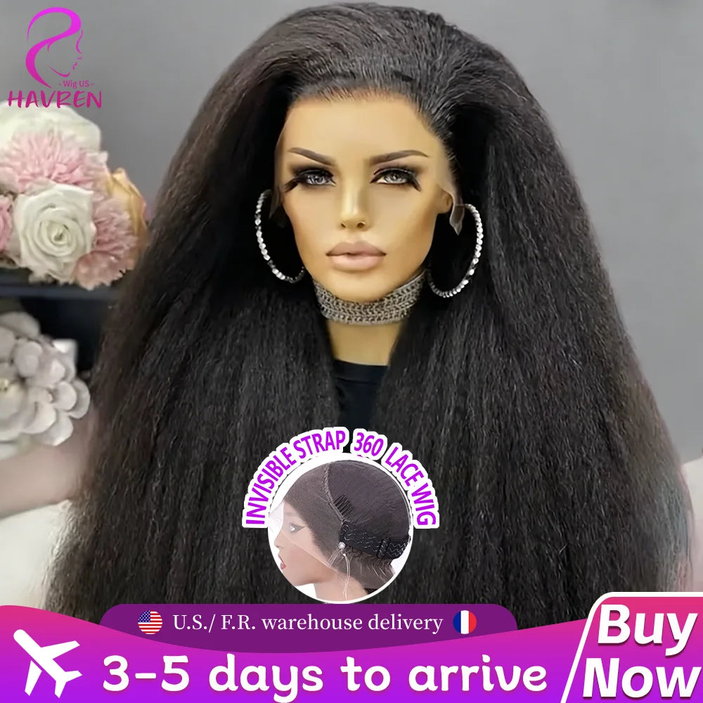 Realace®Kinky Straight Human Hair 360 Hd Full Lace Wig Invisible Strap 18-40inch ✨️ $80-$246