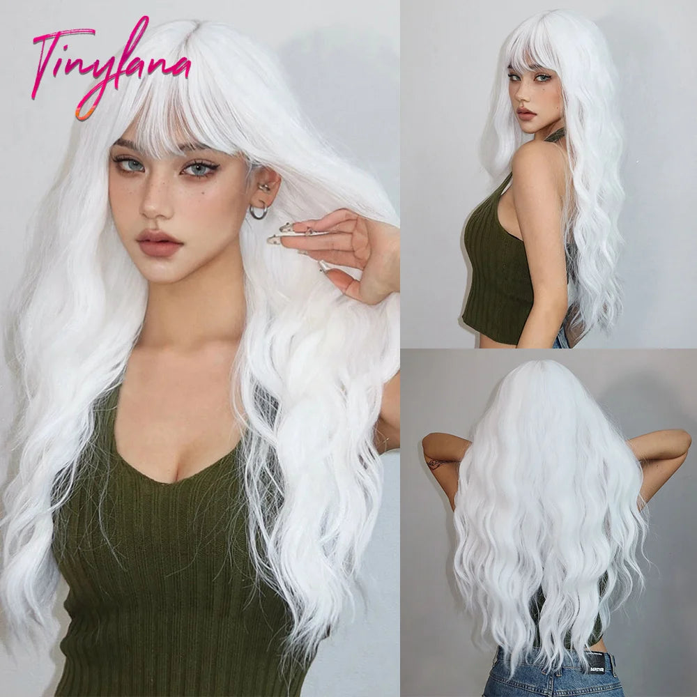 TINY LANA™ Long Golden Blonde Wave Synthetic Wig with Bangs ✨️