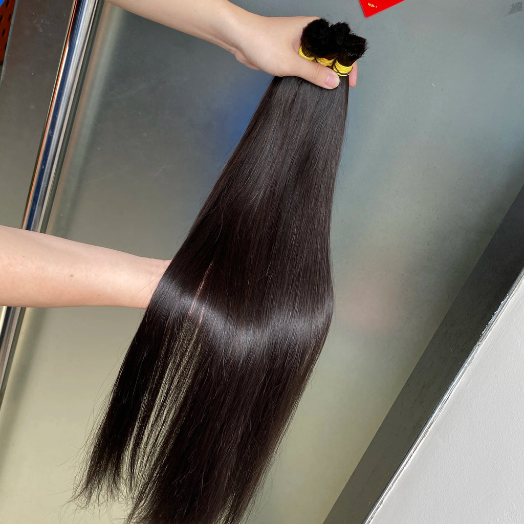 Glamorous™Natural black color Straight Remy Human Hair Extensions for Boho Braiding✨️ 16-26in