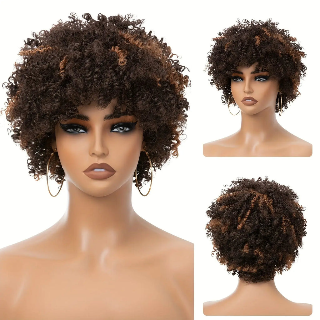 Newmi™ Highlight Afro Kinky Curly Human Hair Wigs✨️