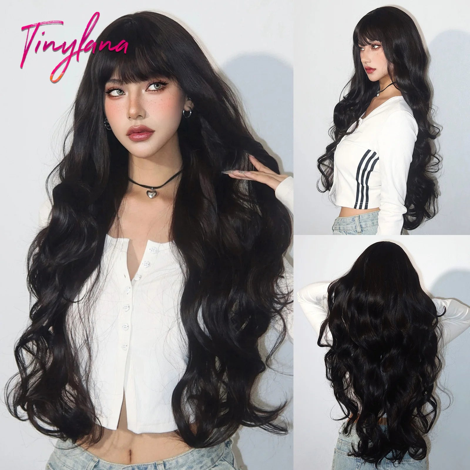 TINY LANA™ Long Golden Blonde Wave Synthetic Wig with Bangs ✨️
