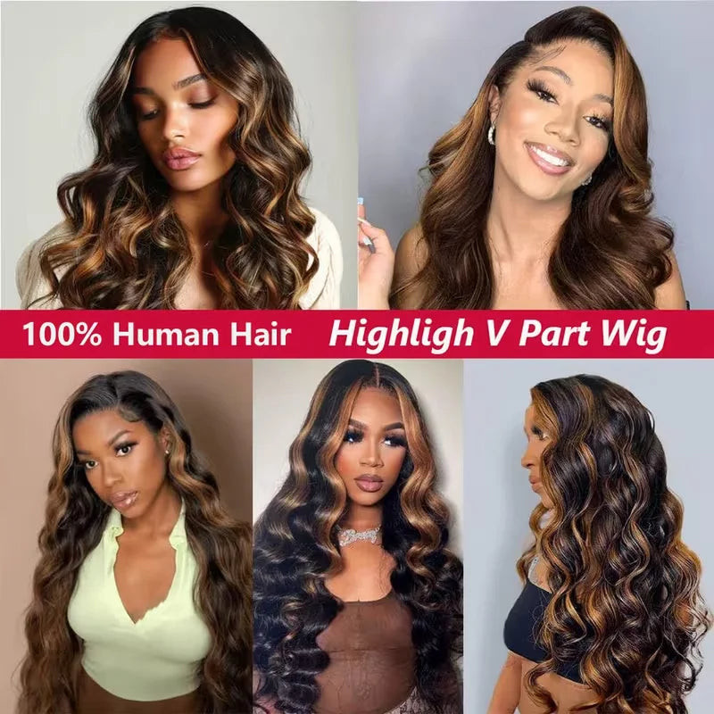 FRIZIRA© Ombre V Part Wig Human Hair Body Wave Upgrade U Part 18-40 inches✨️
