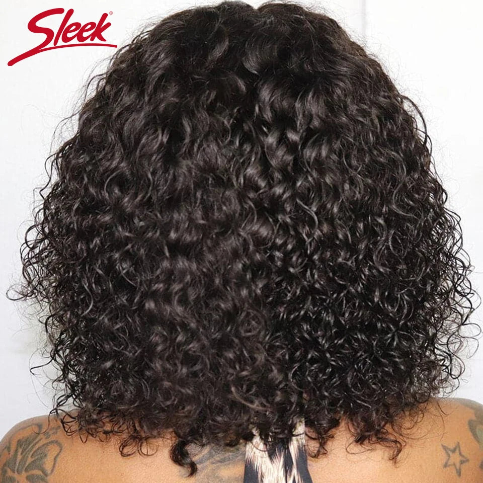 Sleek™ Brazilian Jerry Curly Short Bob Human Hair Wigs With Bangs 10-16inches ✨️