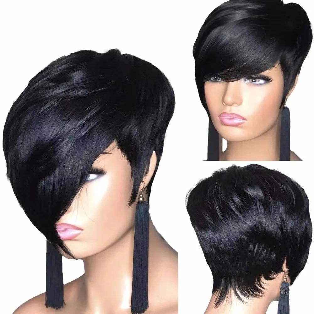 Short Black Pixie Cuts Wig For Ladies 6 inches✨️