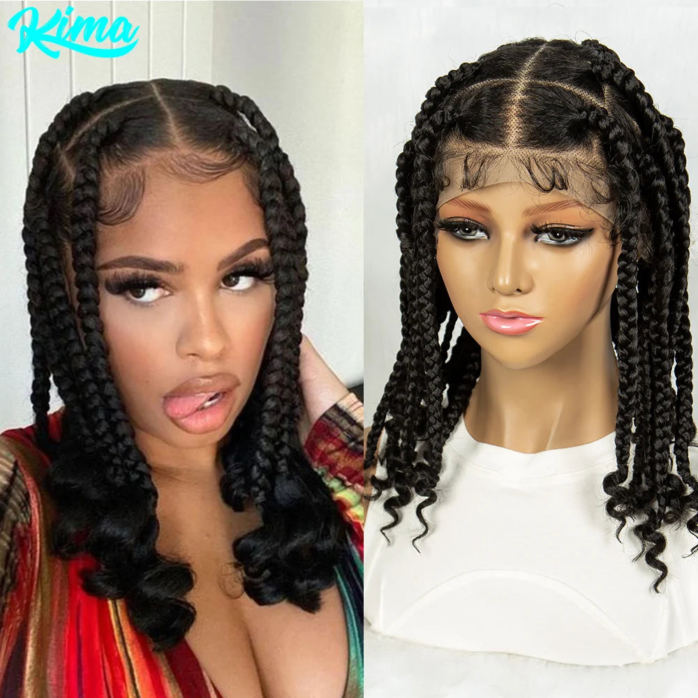KIMA© Short Synthetic Braiding Wigs Square Box Braided HD Full Lace Wigs 14 Inches✨️