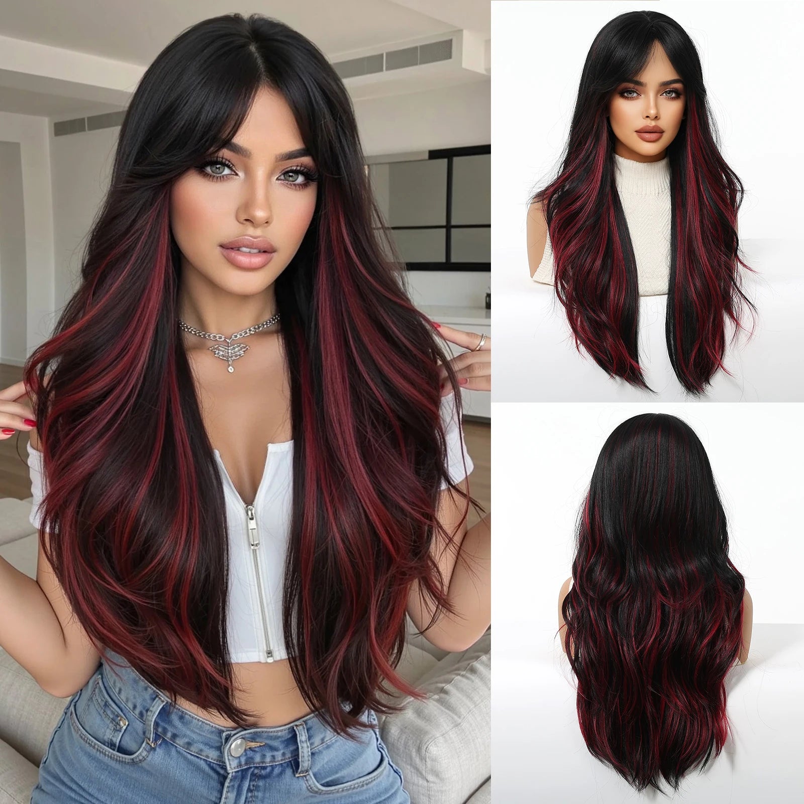 TINY LANA™ Long Golden Blonde Wave Synthetic Wig with Bangs ✨️