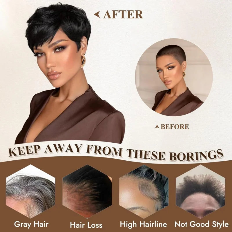 Suri Hair® Short Black  Layered Natural Synthetic Wig with Bangs ✨️