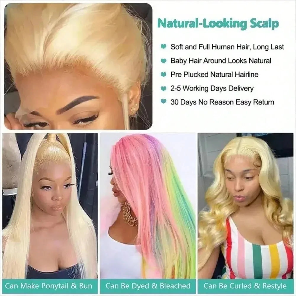 SMILEGIRL® 16-40Inch Straight Blonde Hair Pre Plucked With Baby Hair HD Transparent Lace Frontal Wig✨️ starting at $51.83