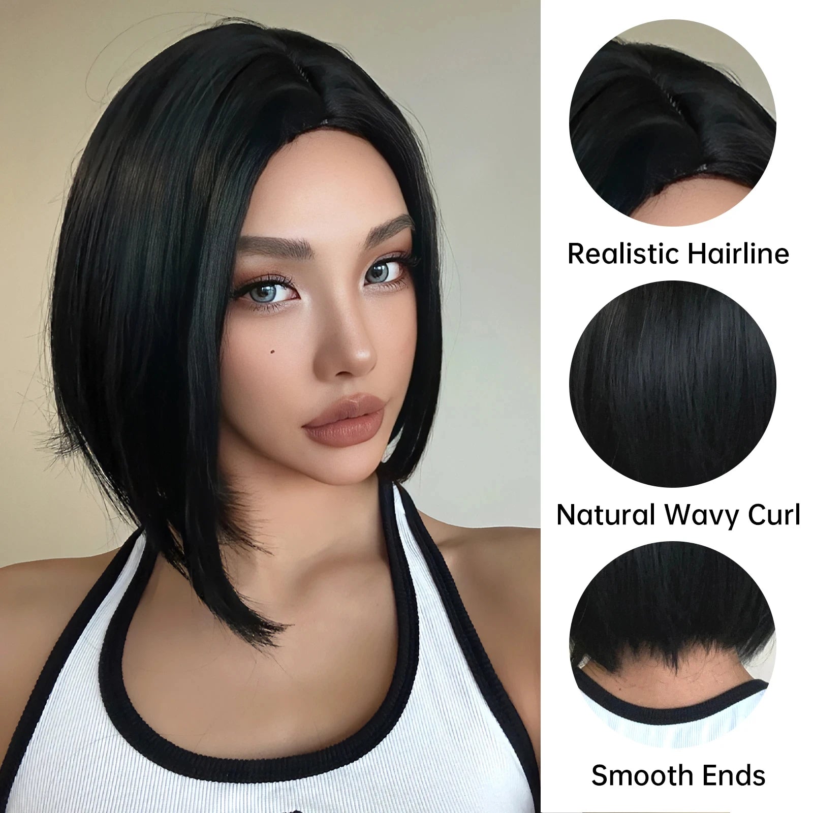 Black synthetic Layered bob style Wig 12inches✨️