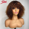 Sleek™ Brazilian Jerry Curly Short Bob Human Hair Wigs With Bangs 10-16inches ✨️