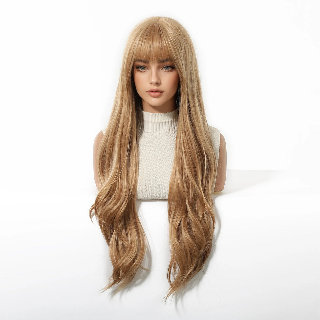 TINY LANA™ Long Golden Blonde Wave Synthetic Wig with Bangs ✨️