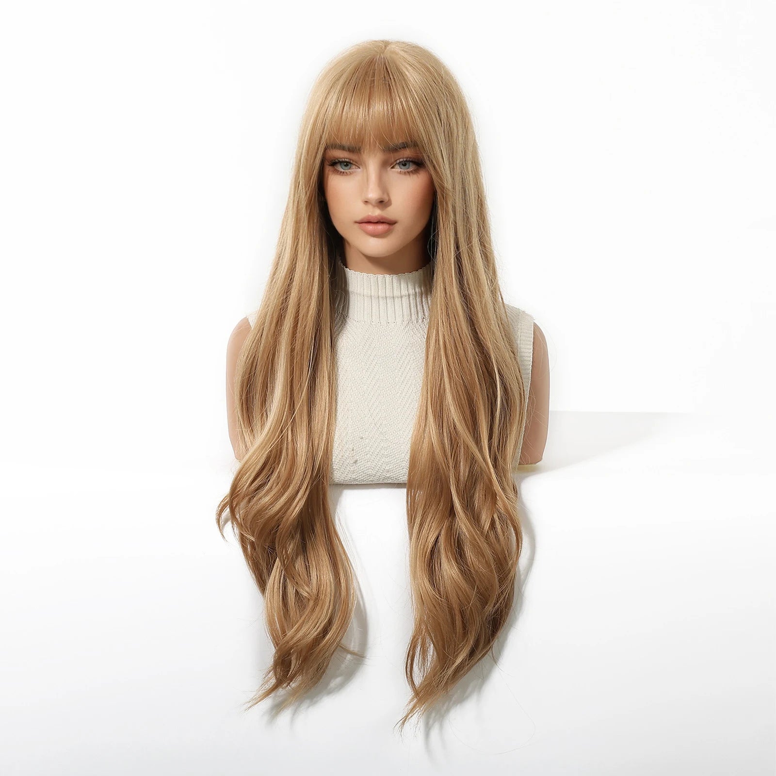 TINY LANA™ Long Golden Blonde Wave Synthetic Wig with Bangs ✨️