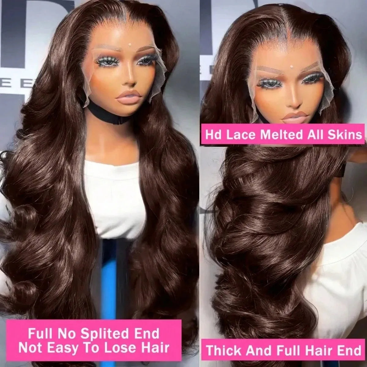 LETMIEO© Pre Plucked Lace Front Chocolate Brown Body Wave 8-34 Inch Human Hair✨️