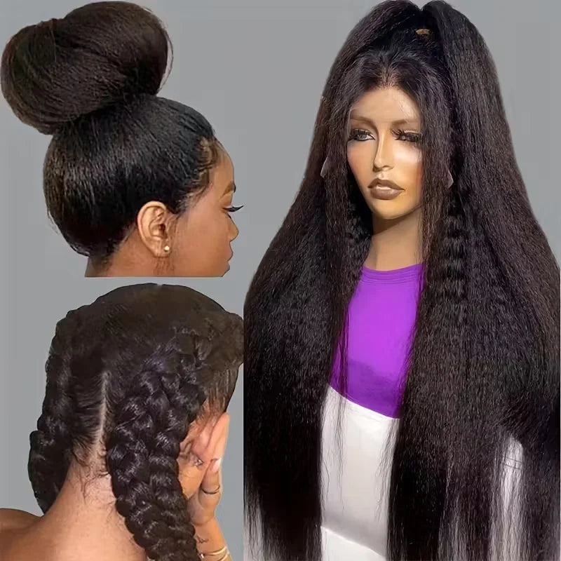 Realace®Kinky Straight Human Hair 360 Hd Full Lace Wig Invisible Strap 18-40inch ✨️ $80-$246