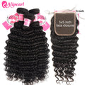 AliPearl Hair™ Deep Wave 3 Bundles With 5x5 Free Part Remy Brazilian Lace Closure✨️