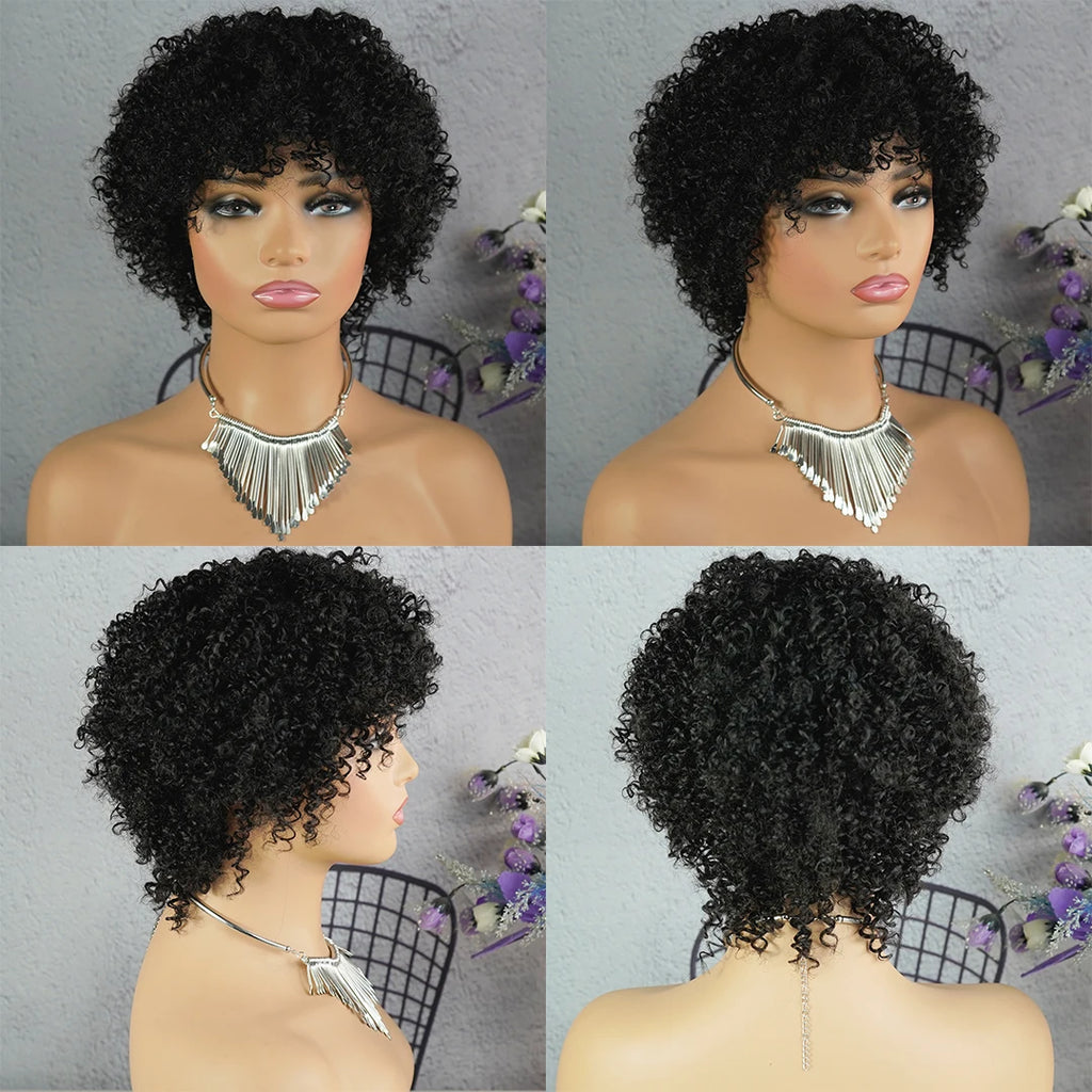 Newmi™ Highlight Afro Kinky Curly Human Hair Wigs✨️