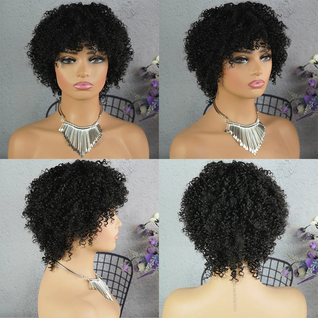 Newmi™ Highlight Afro Kinky Curly Human Hair Wigs✨️