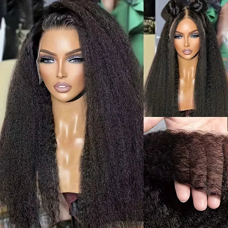 Realace®Kinky Straight Human Hair 360 Hd Full Lace Wig Invisible Strap 18-40inch ✨️ $80-$246