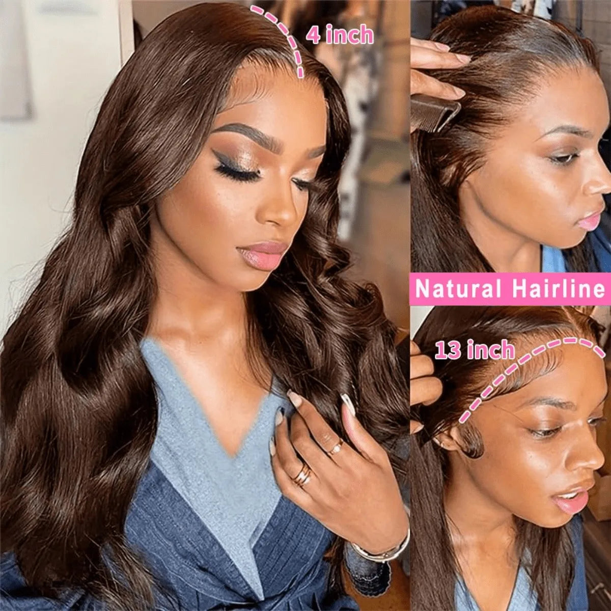 LETMIEO© Pre Plucked Lace Front Chocolate Brown Body Wave 8-34 Inch Human Hair✨️