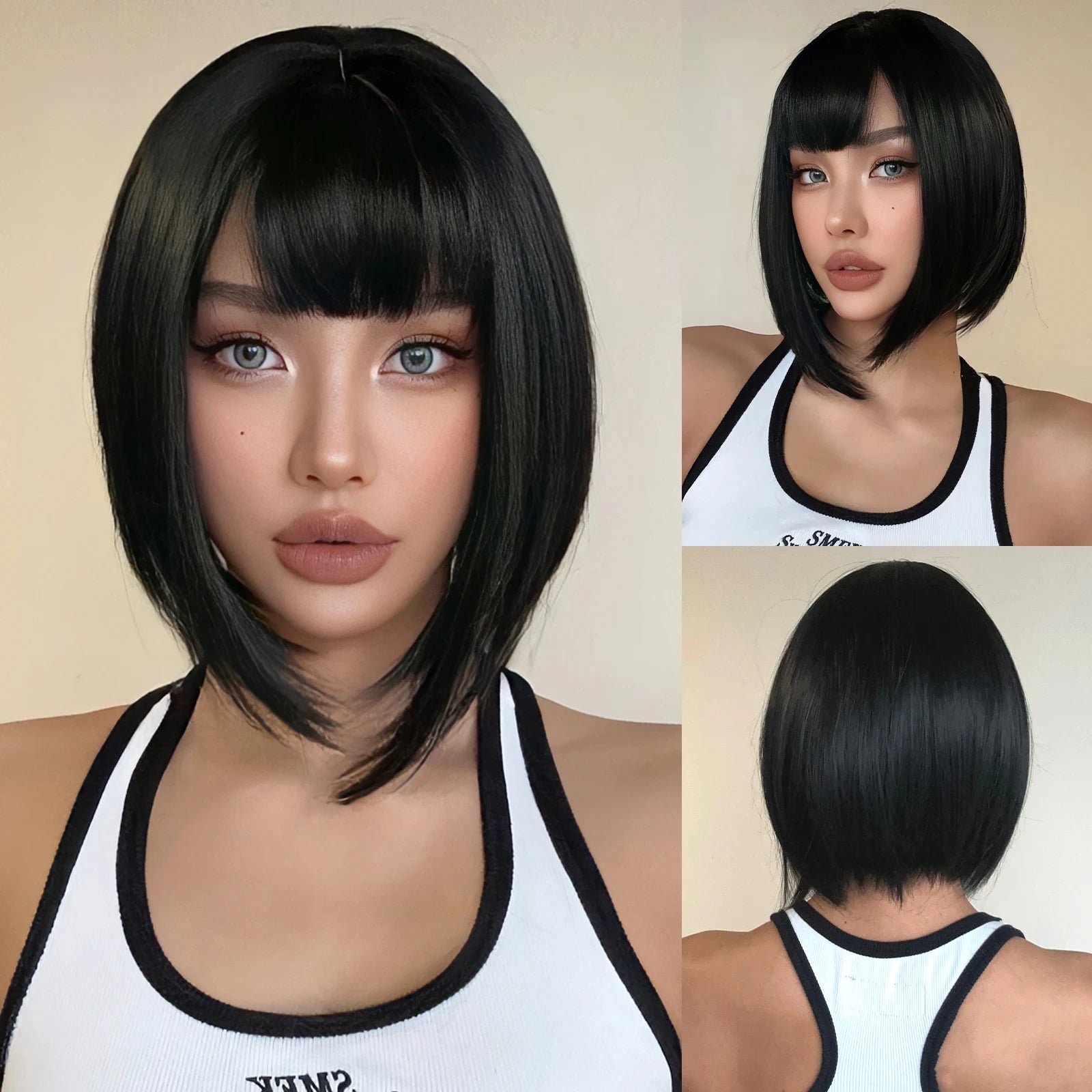 Black synthetic Layered bob style Wig 12inches✨️