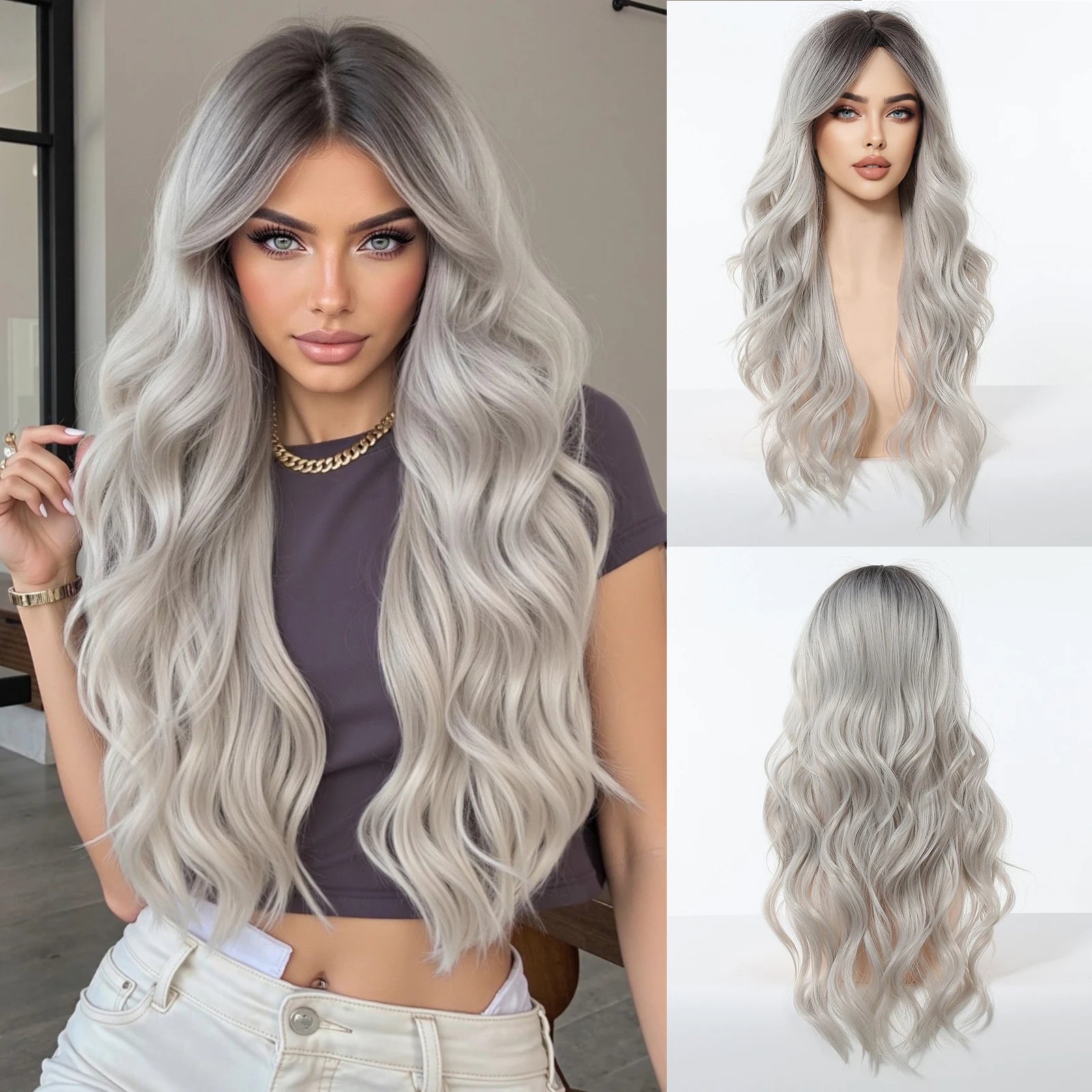 TINY LANA™ Long Golden Blonde Wave Synthetic Wig with Bangs ✨️