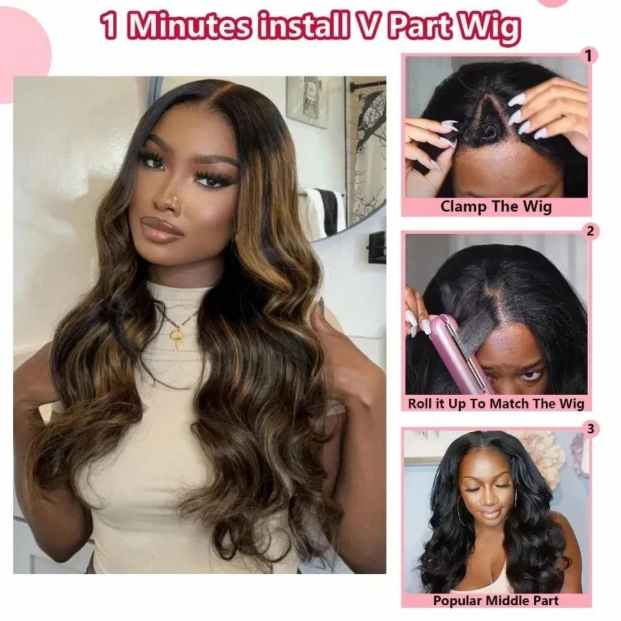 FRIZIRA© Ombre V Part Wig Human Hair Body Wave Upgrade U Part 18-40 inches✨️